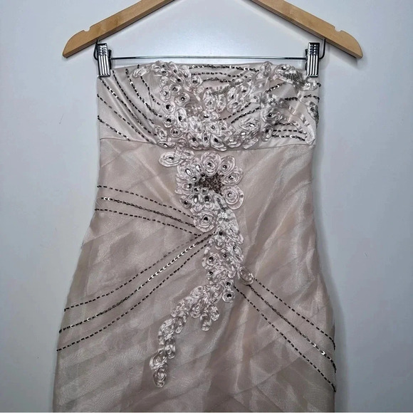 Sue Wong NWT Strapless Pleated Organza Embellished Cocktail Dress Size 2 - Picture 11 of 12